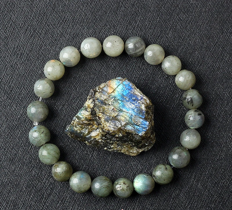 Natural crystal and labradorite bracelet