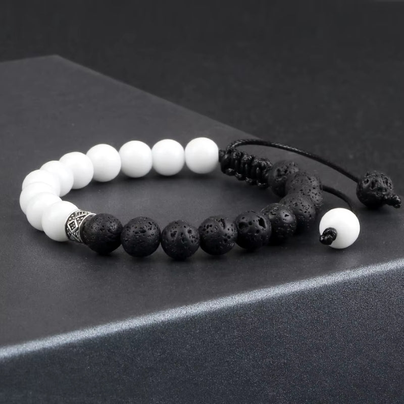 Energy bracelet in lava and onyx