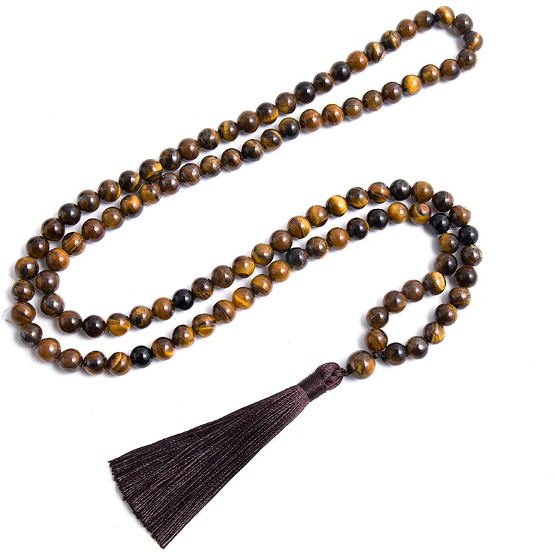 Energy necklace in tiger's eye and black onyx