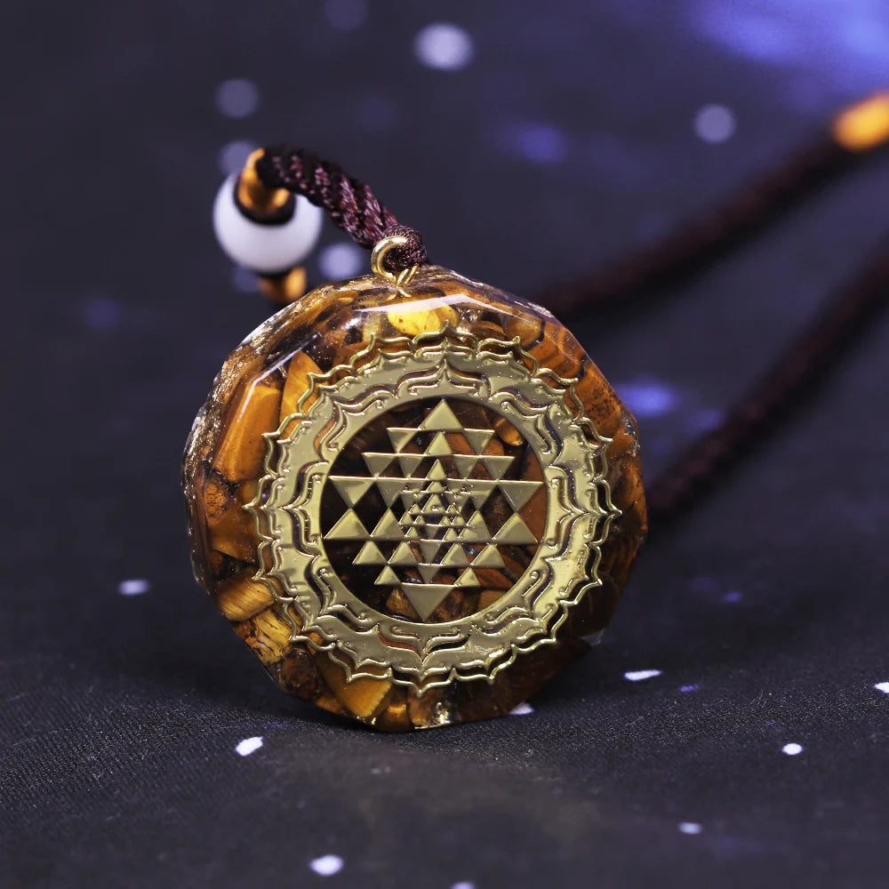 Yantra orgonite pendant in sacred geometry