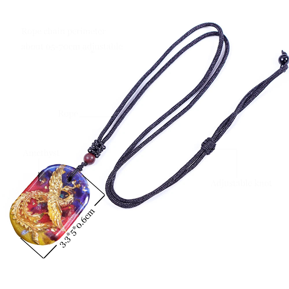 Pendentif Phœnix en orgonite énergétique