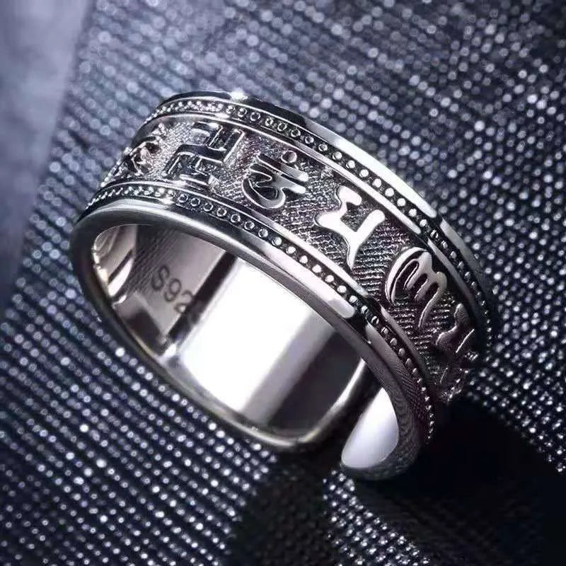 Tibetan Ring in Silver Plated