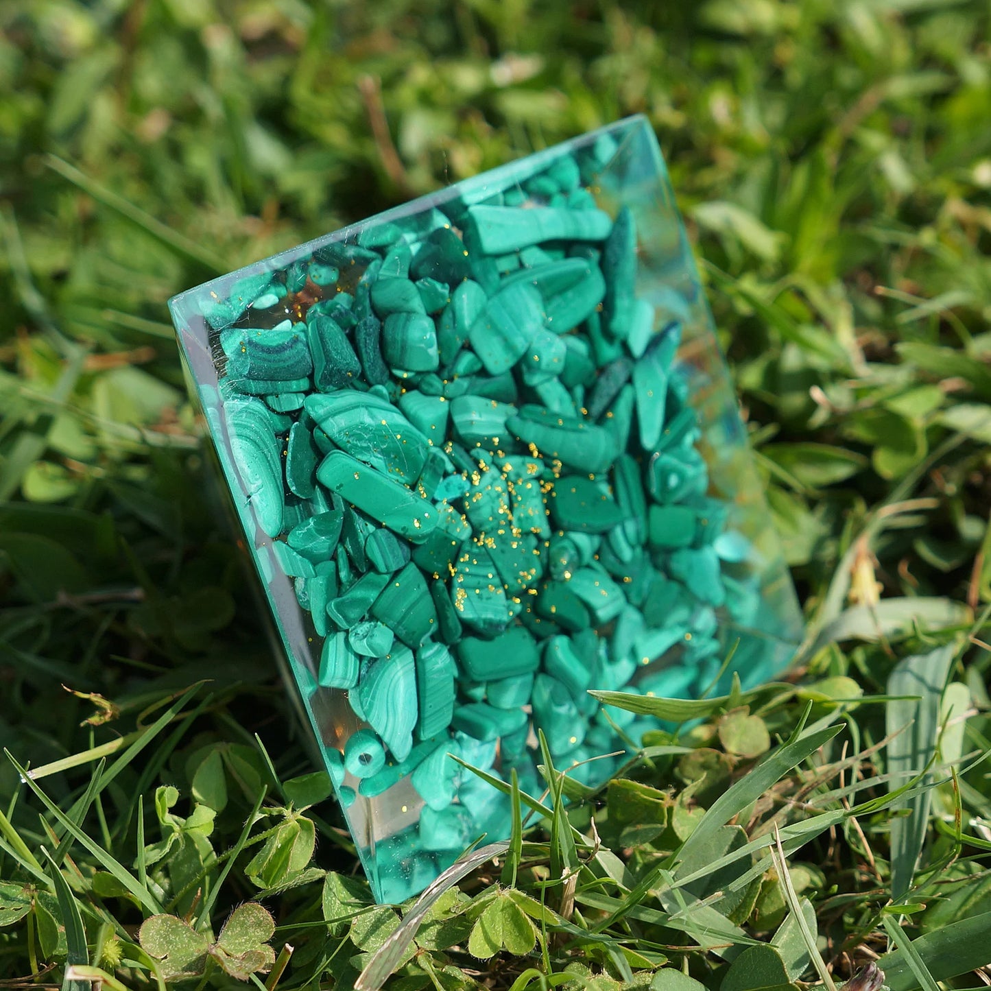 Orgonite Pyramid Tree of Life Green Fluorite / Turquoise