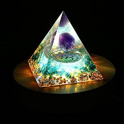 Amethyst Orgonite Pyramid OHM 
