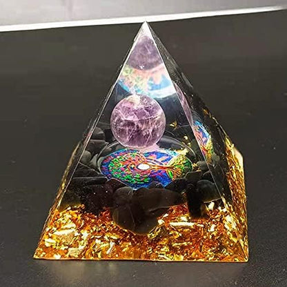 Orgonite Pyramid Amethyst Sphere on Tree of Life 