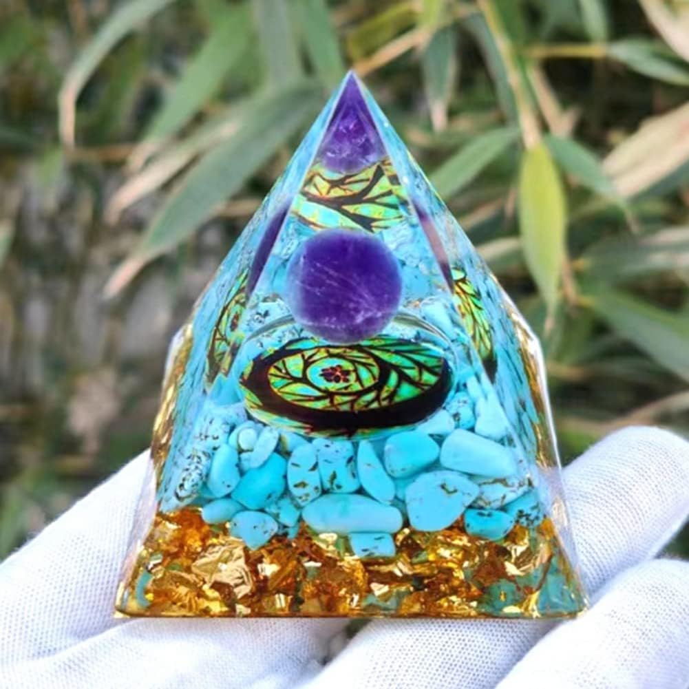 Turquoise / Amethyst Orgonite Pyramid 