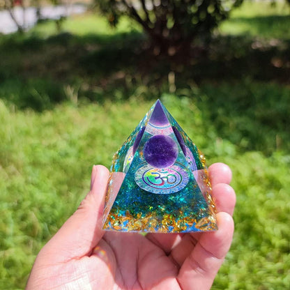 Amethyst Orgonite Pyramid OHM 
