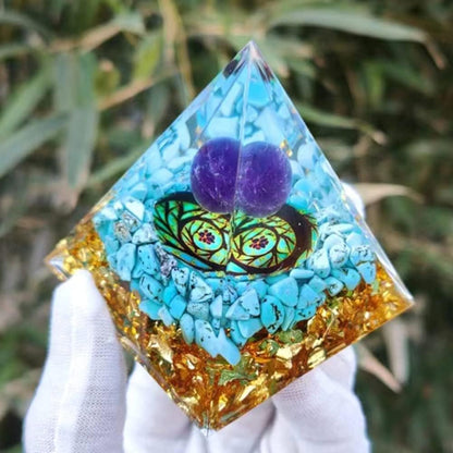 Turquoise / Amethyst Orgonite Pyramid 
