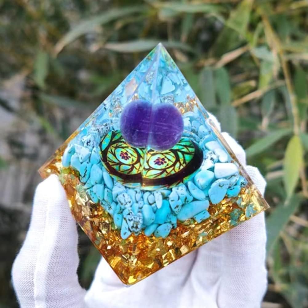 Turquoise / Amethyst Orgonite Pyramid 