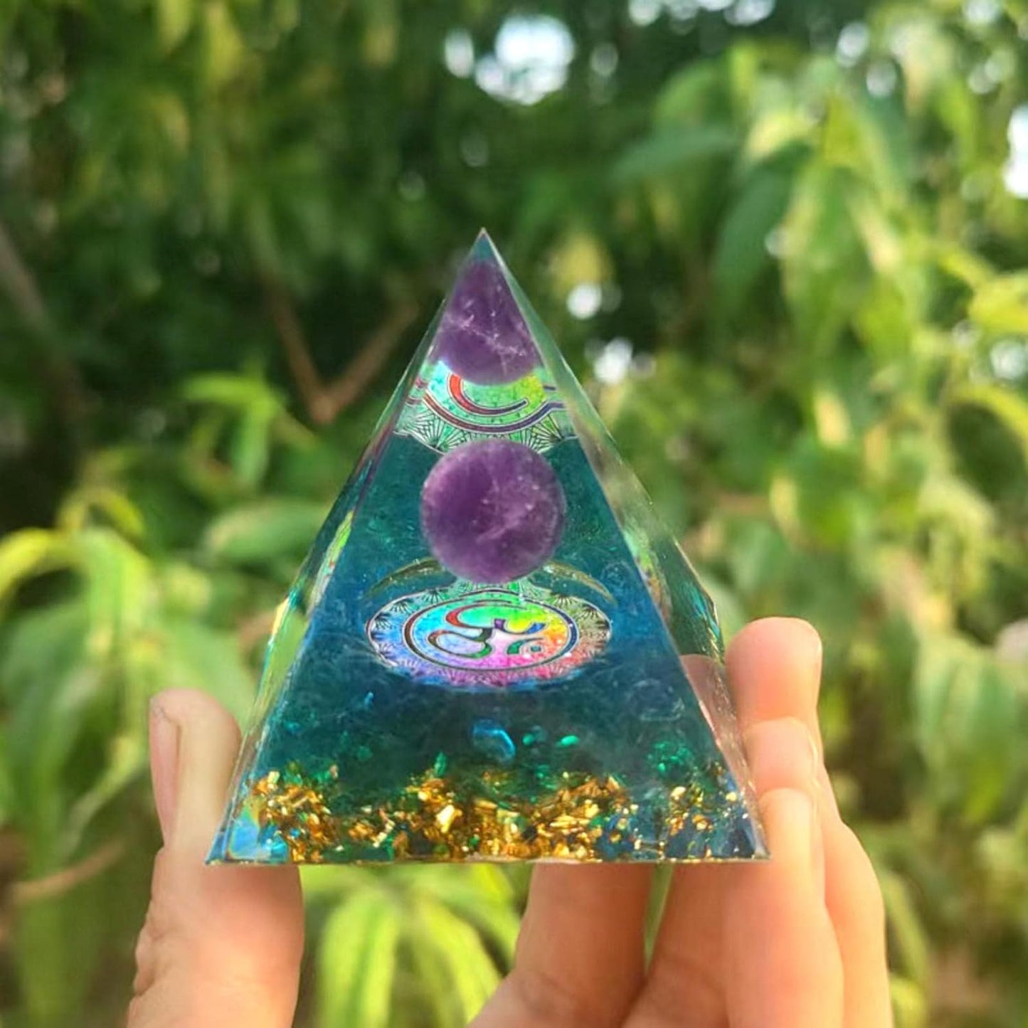 Amethyst Orgonite Pyramid OHM 