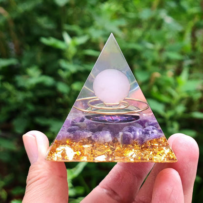 Orgonite Pyramid Sphere Moonstone / Amethyst 