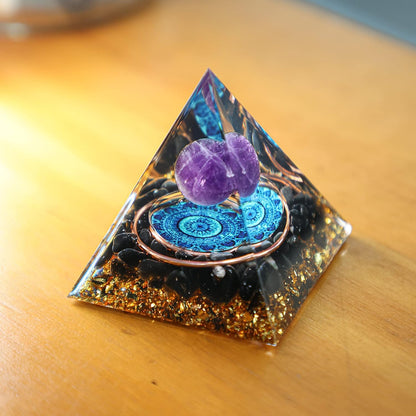 Orgonite Pyramid Sugilite Sphere / Flower of Life 