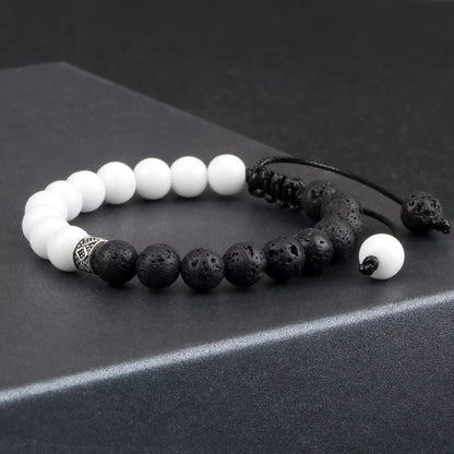 Energy bracelet in lava and onyx 