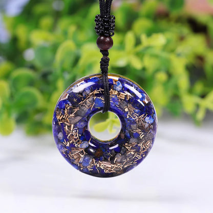 Donut pendant in orgonite and lapis lazuli 