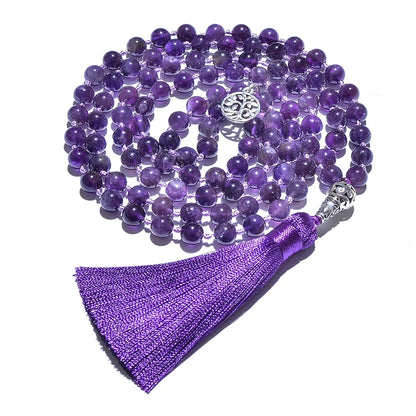 Mala necklace in natural amethyst 