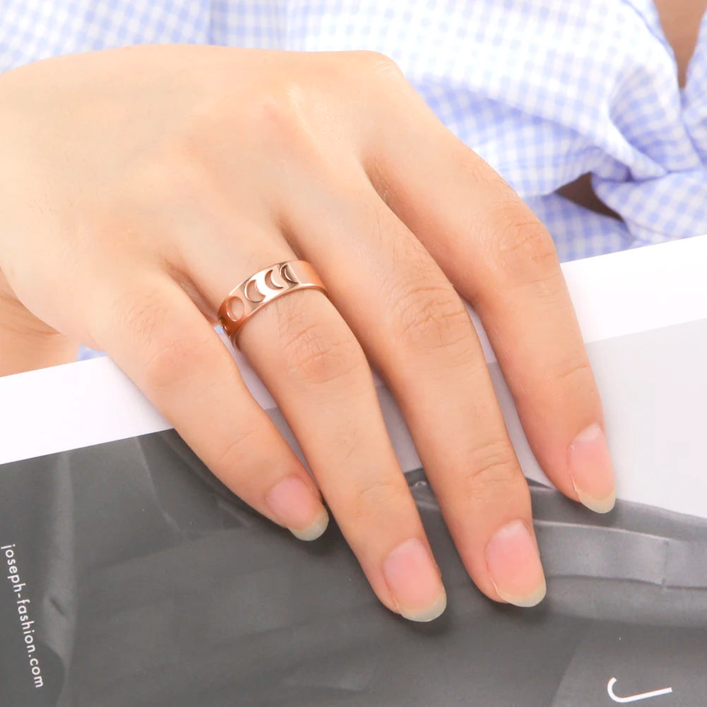 Bague Croissant de Lune en Acier Inoxydable