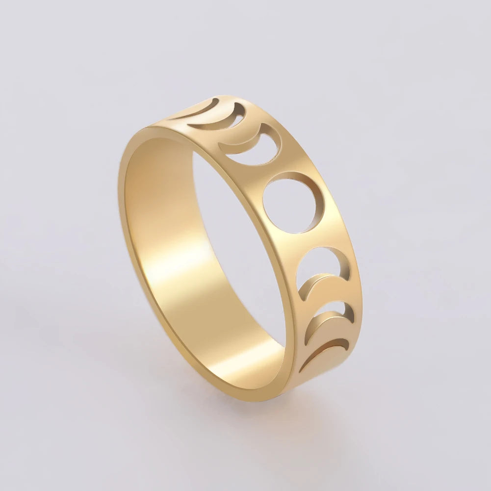 Bague Croissant de Lune en Acier Inoxydable
