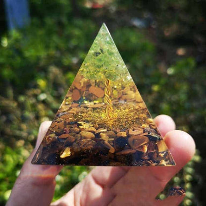 Pyramide Orgonite Arbre de Vie Oeil de Tigre
