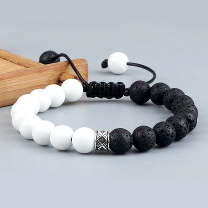 Energy bracelet in lava and onyx 