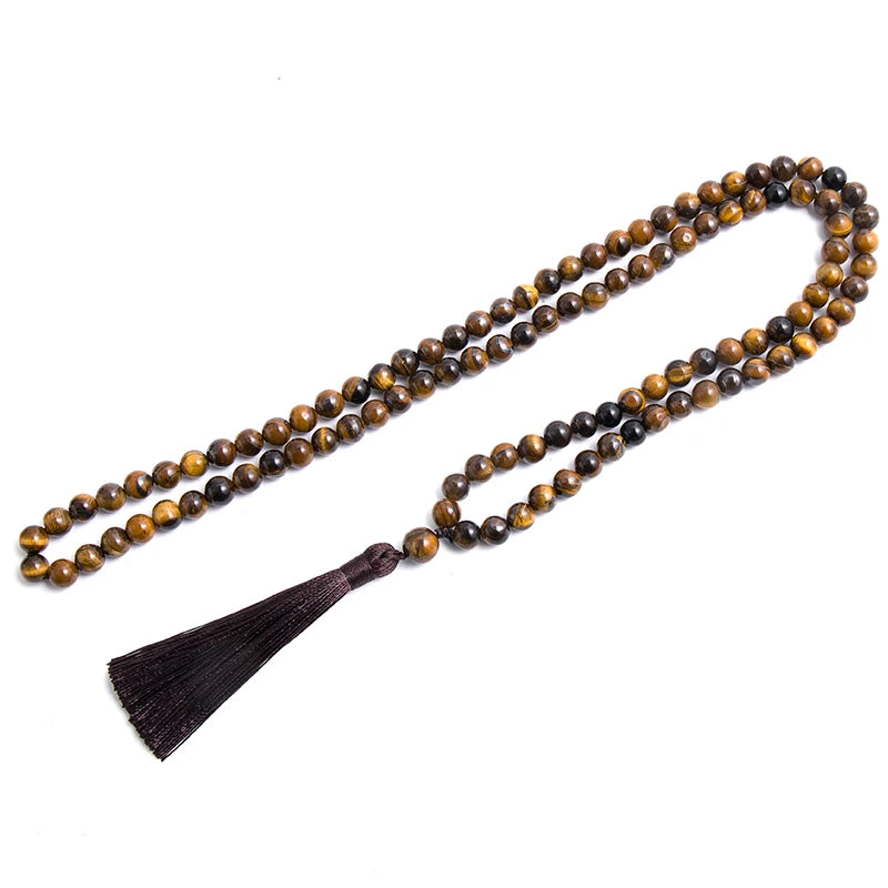 Energy necklace in tiger's eye and black onyx 