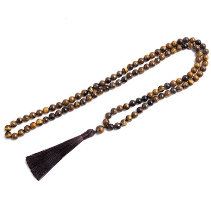 Energy necklace in tiger's eye and black onyx 