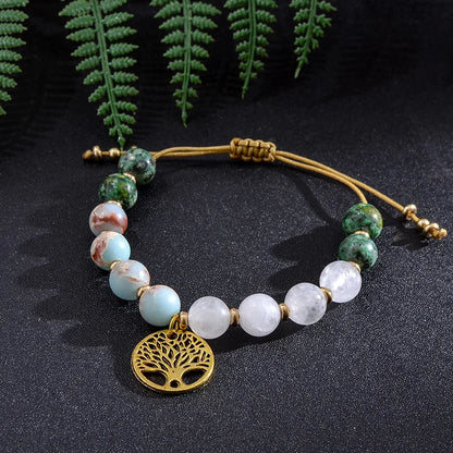 Japanese Mala necklace in white stone and African turquoise 