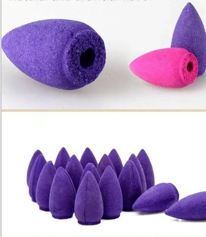 Natural backflow incense with floral scents 