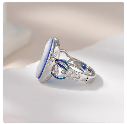 Cameo ring in natural stone and silver 