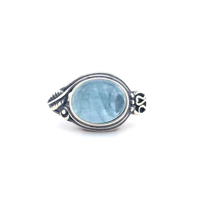 Silver ring with blue stone 