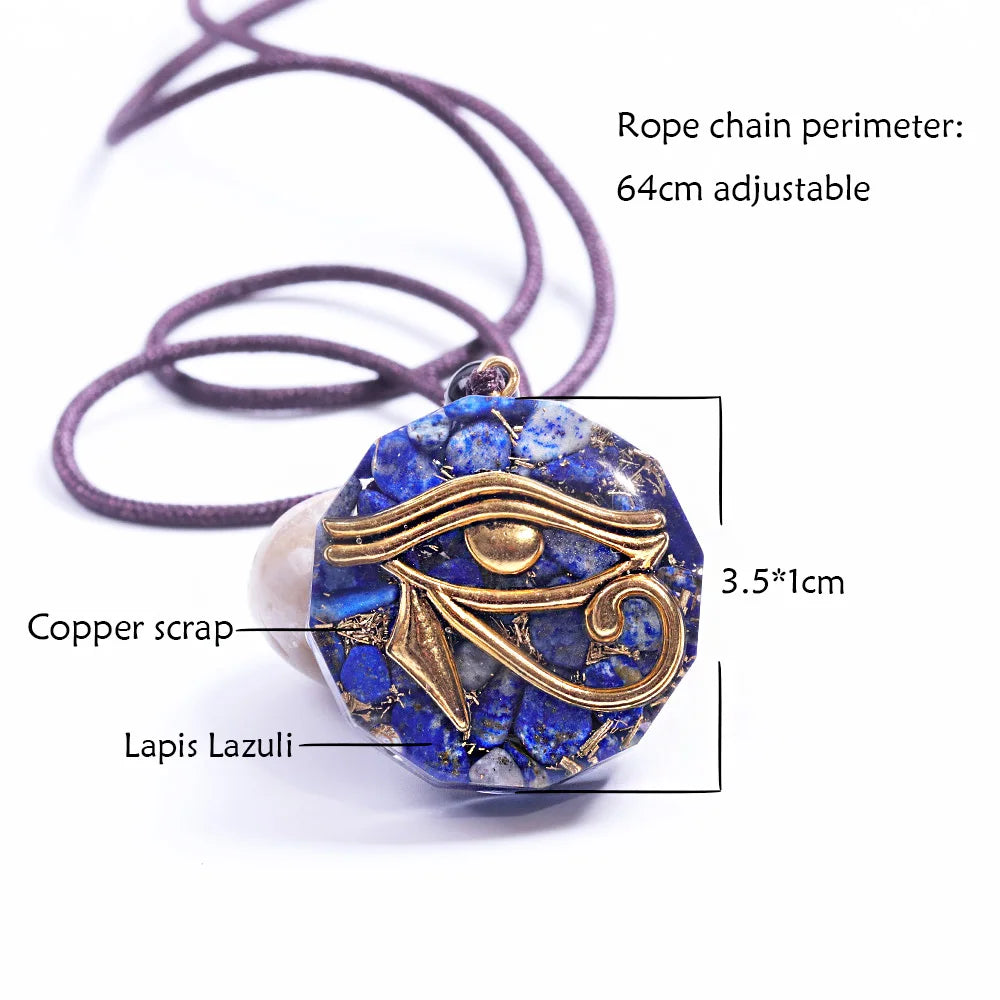 Lapis lazuli orgonite pendant with Eye of Horus 