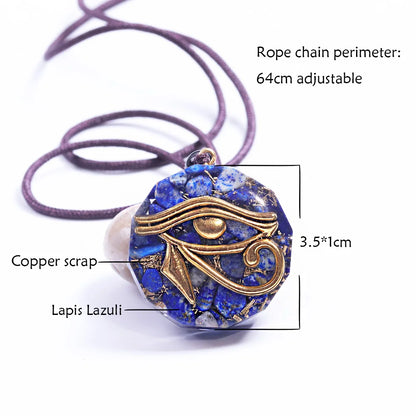 Lapis lazuli orgonite pendant with Eye of Horus 