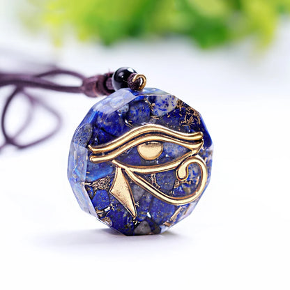 Lapis lazuli orgonite pendant with Eye of Horus 