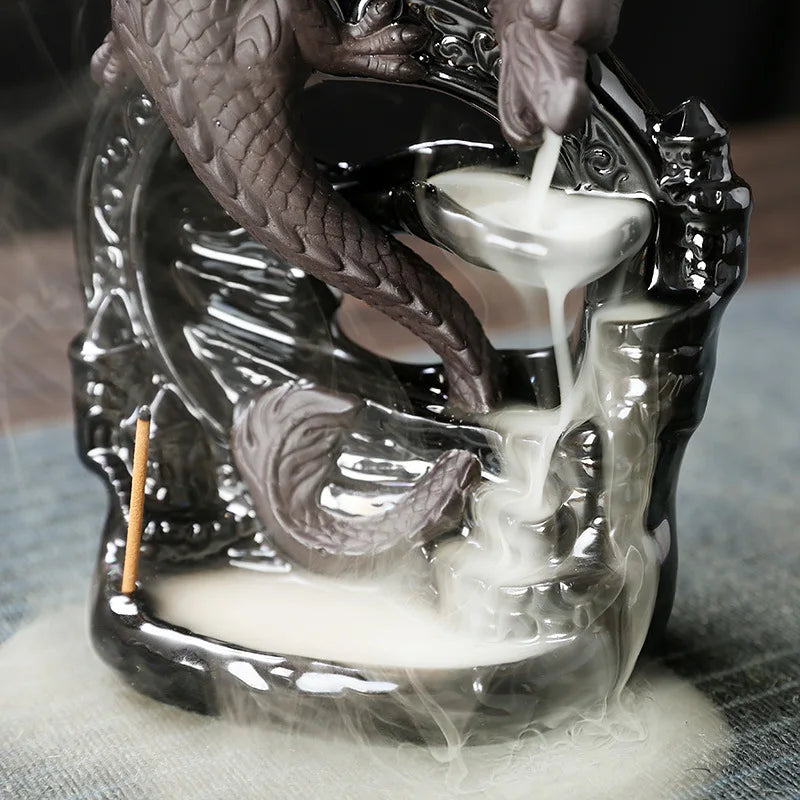 Ceramic dragon backflow incense burner 