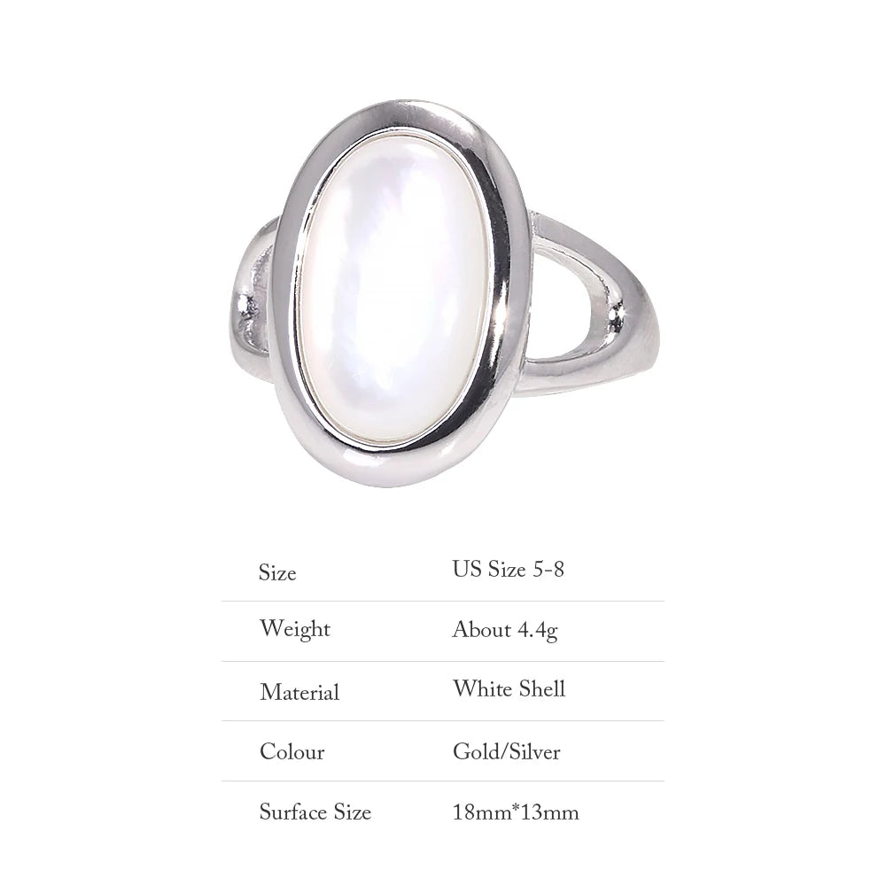 White shell and silver ring 