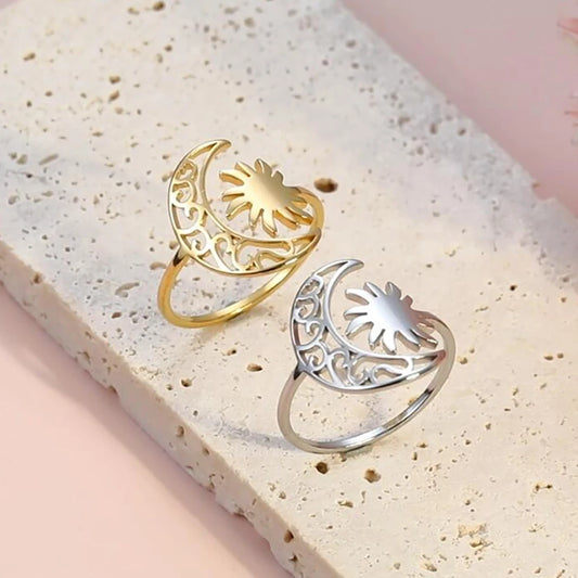 Sun and Moon Ring in Stainless Steel 