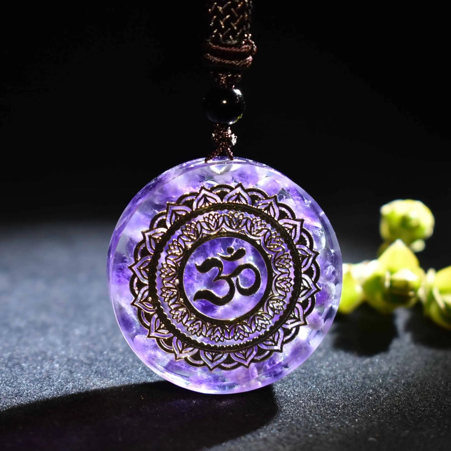 Mystical Om pendant in natural stones 