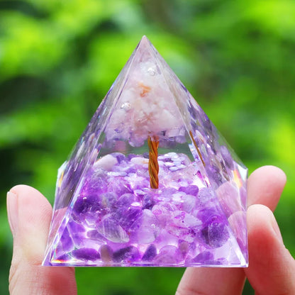 Orgonite Pyramid Tree of Life Rose Quartz 