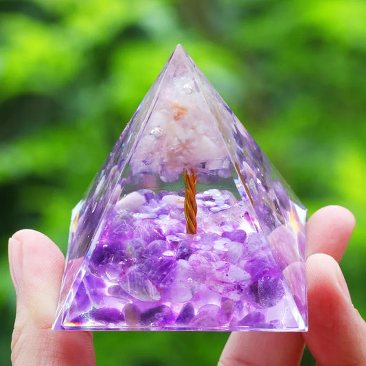 Orgonite Pyramid Tree of Life Rose Quartz 