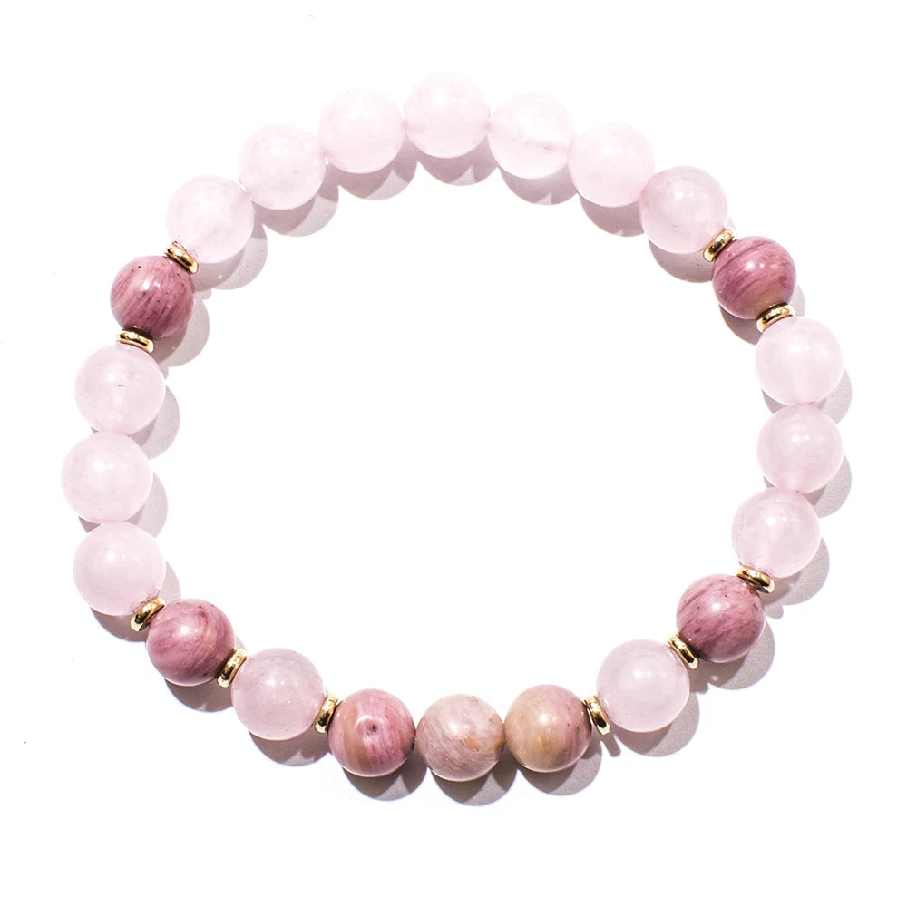 Collier et bracelet en quartz rose