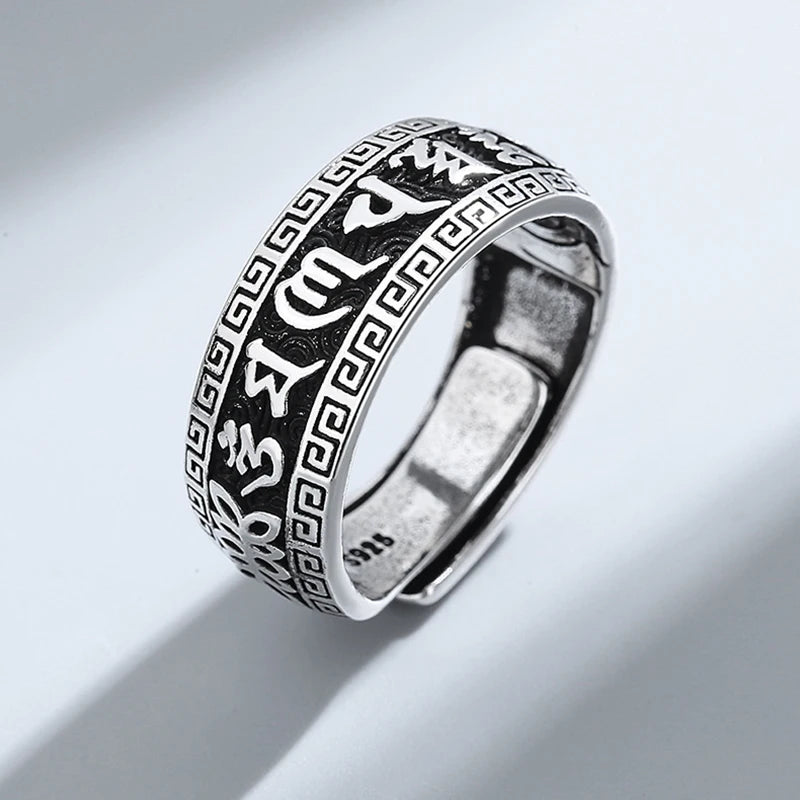 Tibetan Ring in Silver Plated 