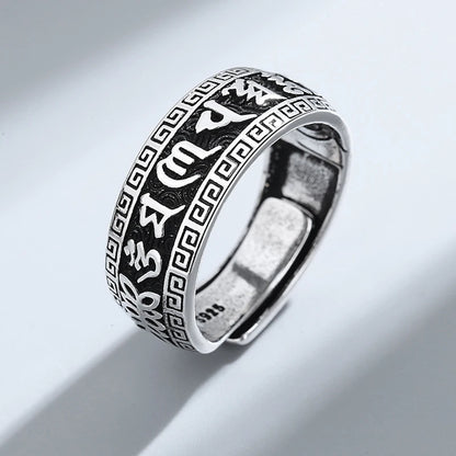 Tibetan Ring in Silver Plated 