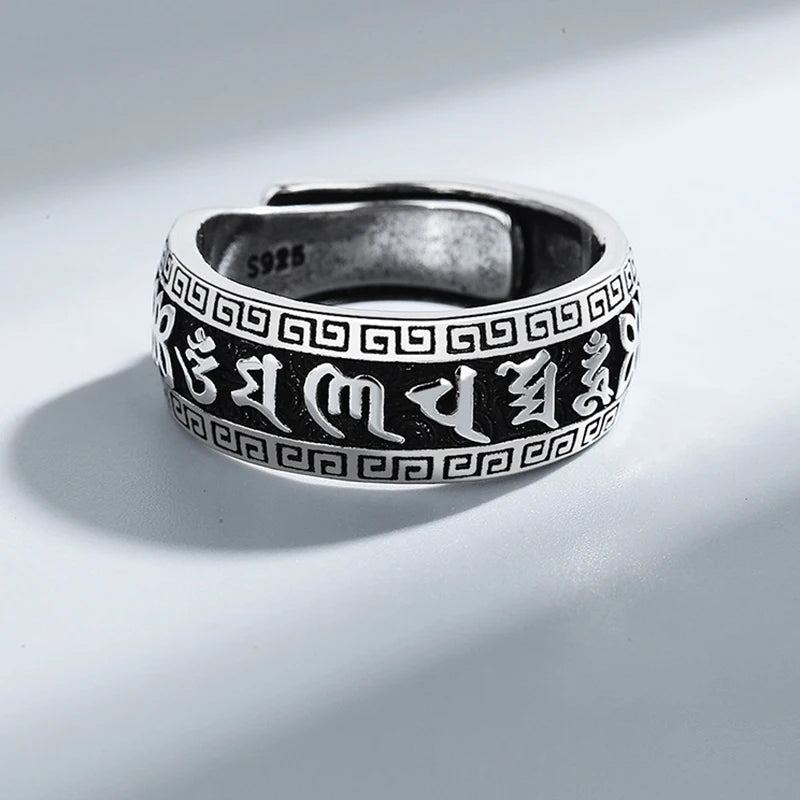 Tibetan Ring in Silver Plated 