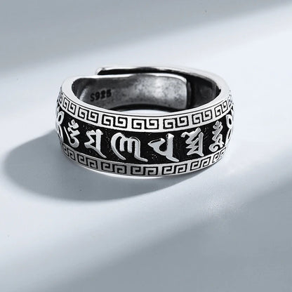 Tibetan Ring in Silver Plated 