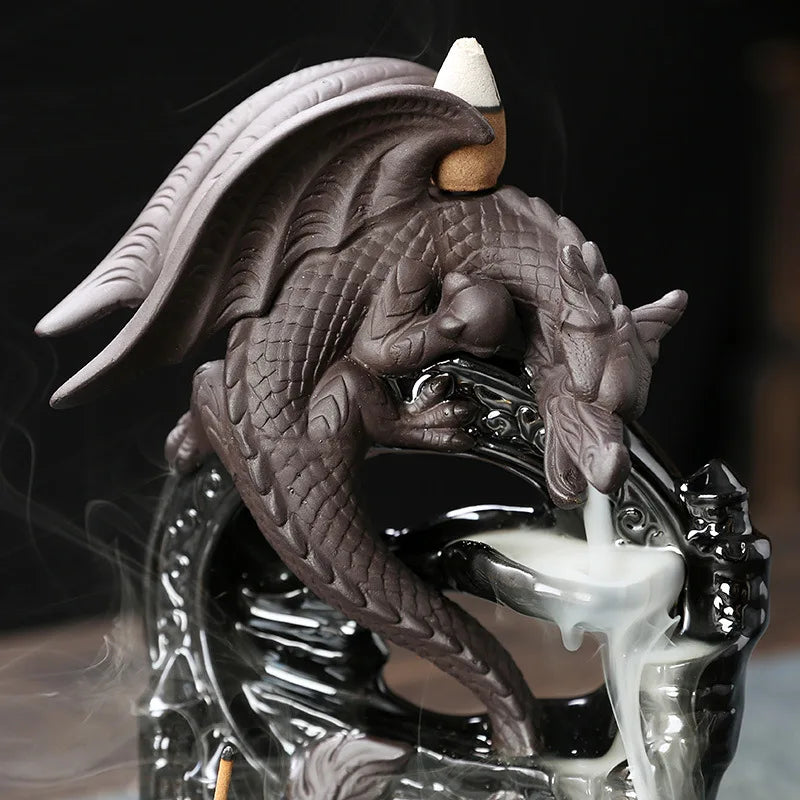 Ceramic dragon backflow incense burner 