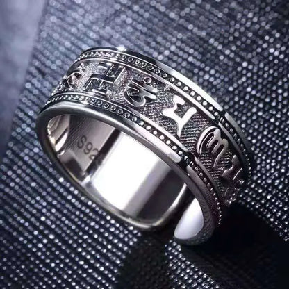 Tibetan Ring in Silver Plated 