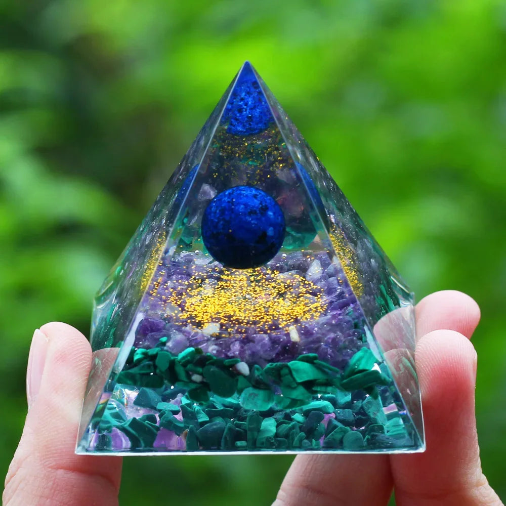 Orgonite Pyramid Sphere Lapis Lazuli / Green Agate 