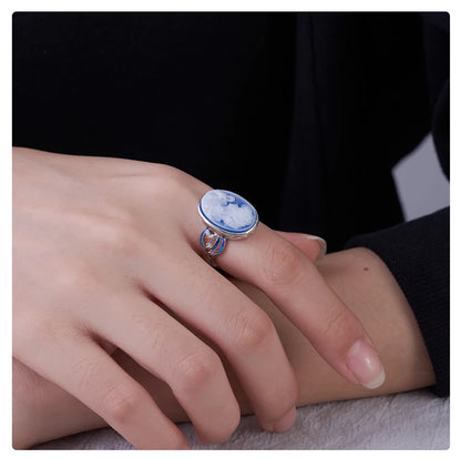 Cameo ring in natural stone and silver 