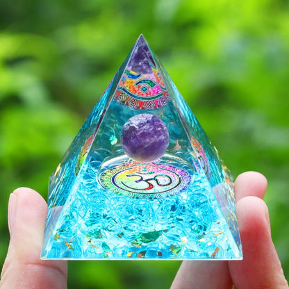 Amethyst Orgonite Pyramid OHM 