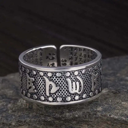 Tibetan Ring in Silver Plated 