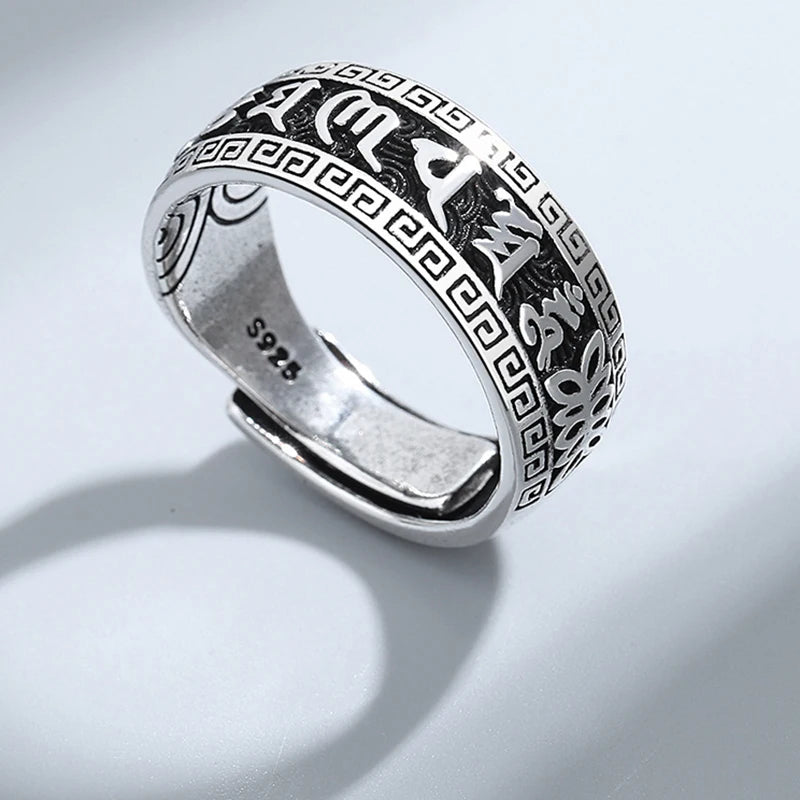 Tibetan Ring in Silver Plated 